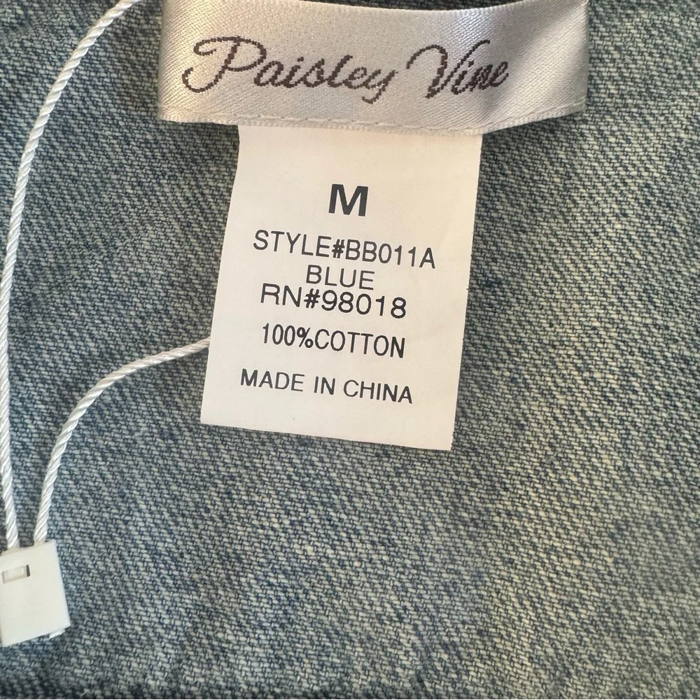 Paisley Vine Ruffled Lace Denim Jeans Vest - Picture 8 of 9
